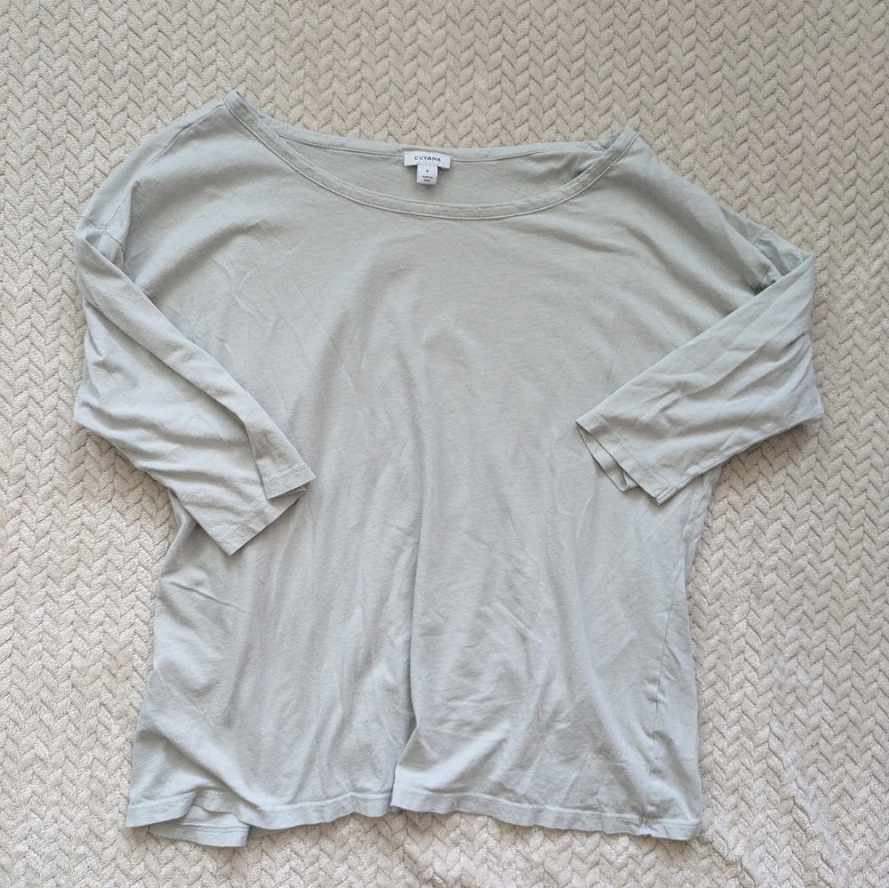 Cuyana Grey 3/4 Sleeve Top
